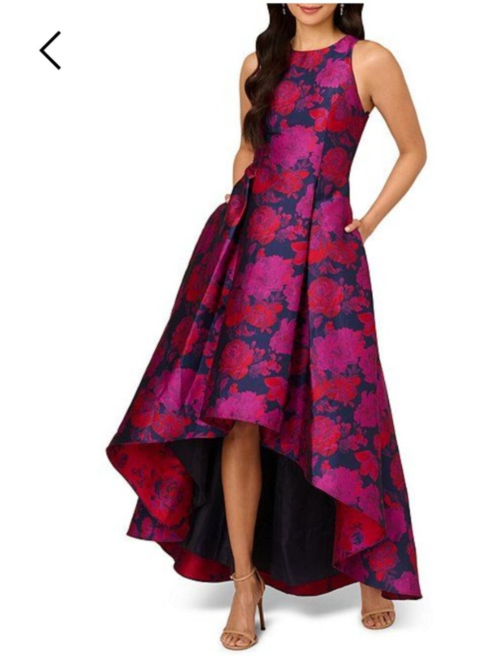 Adrianna Papell Jacquard Floral Print High-Low Sleeveless Long dress, NWT size 4